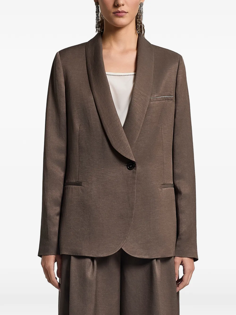 Peserico twill single-breasted blazer - Braun