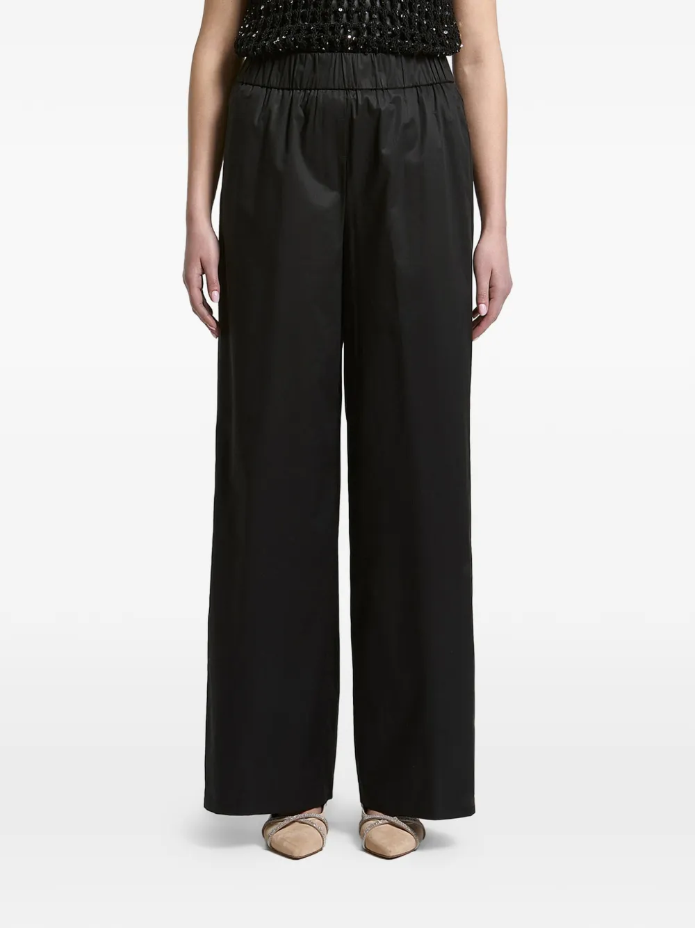 Peserico elasticated-waistband wide-leg trousers - Nero