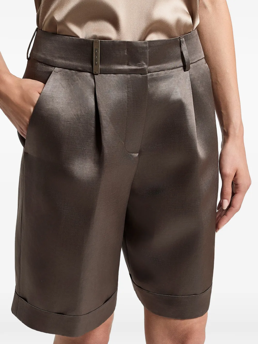 Peserico Geplooide shorts met omslag Bruin