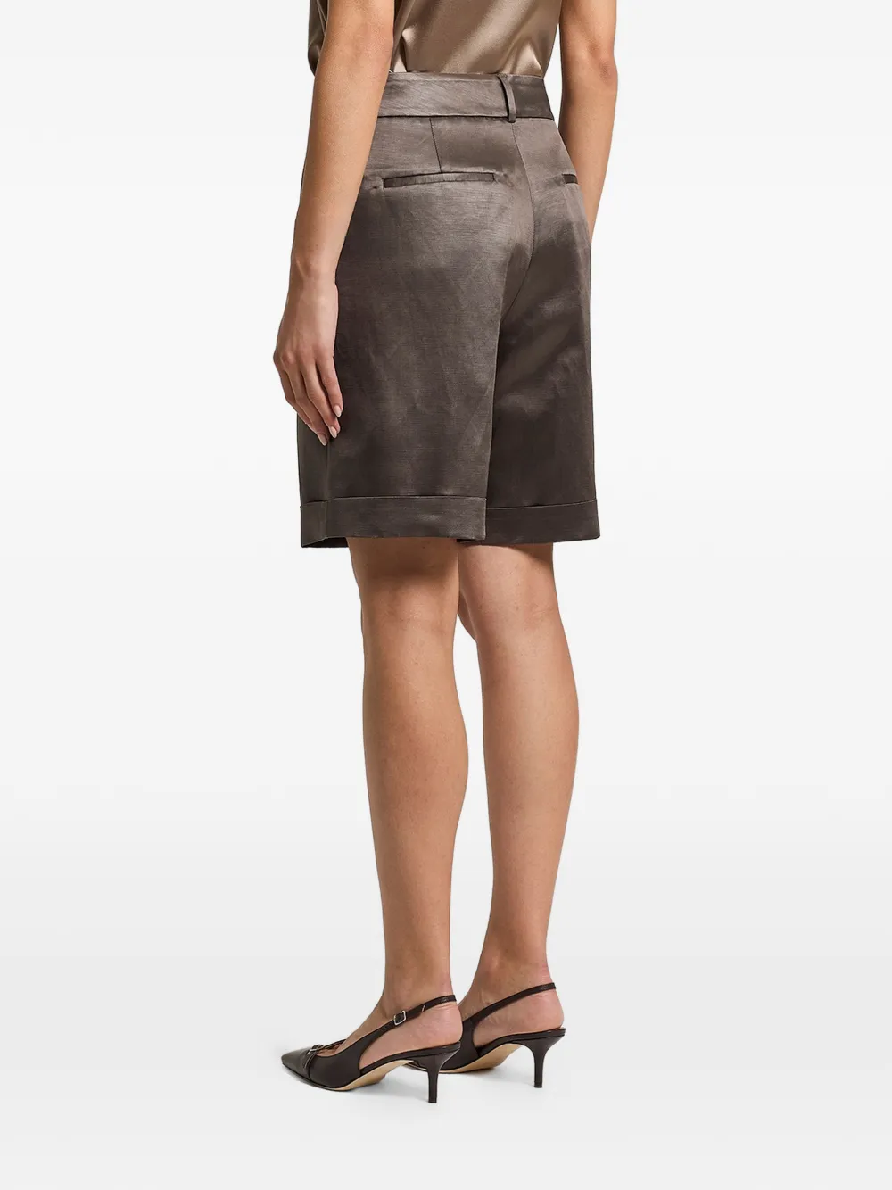Peserico Geplooide shorts met omslag Bruin