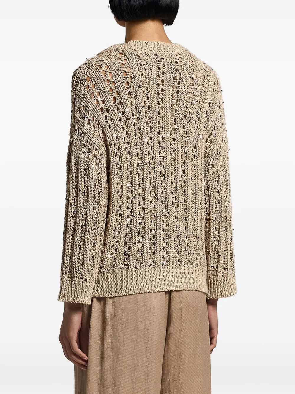 Peserico Katoenen vest met pailletten Beige