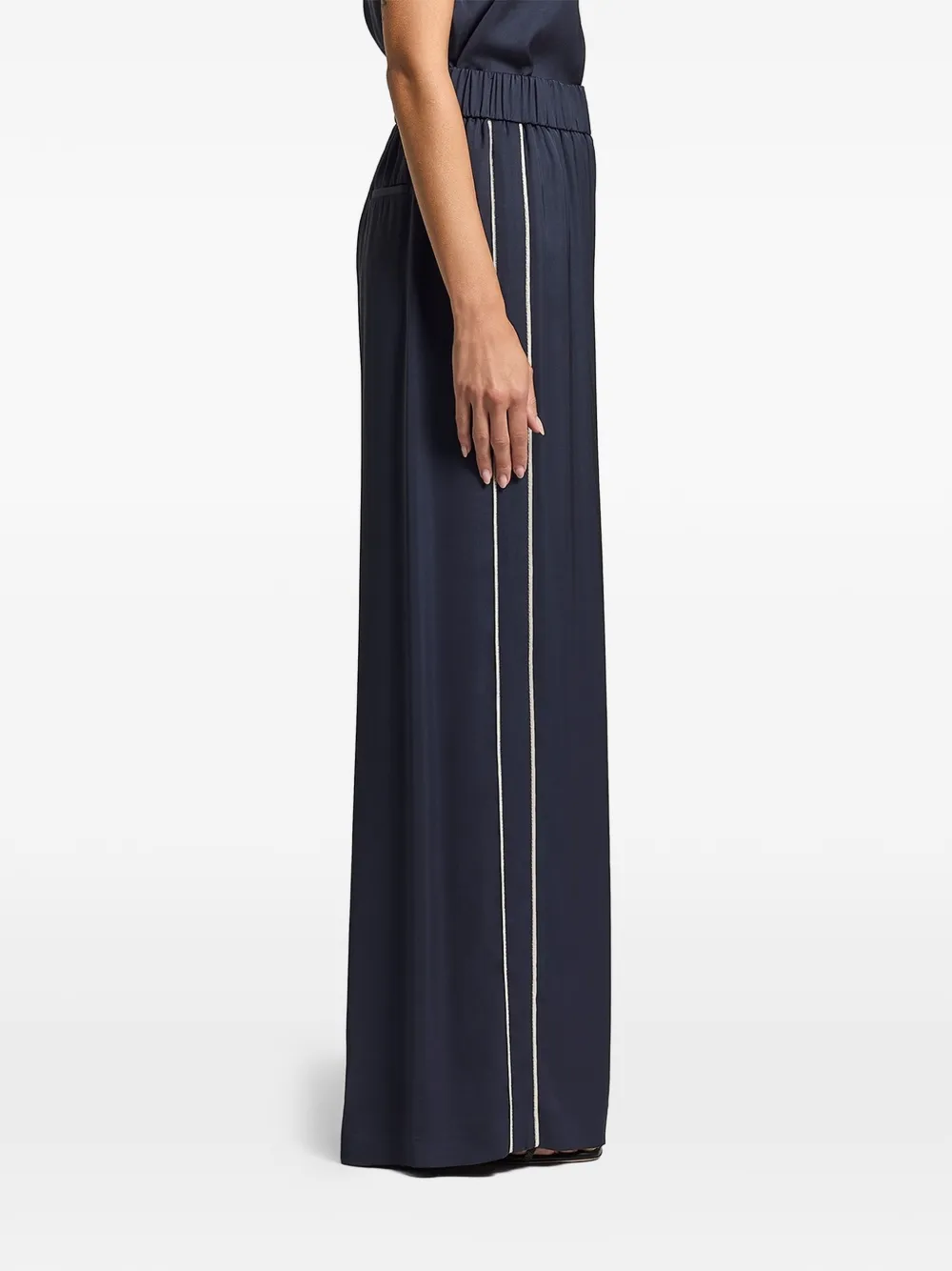 Peserico stripe-detail satin trousers - Blu