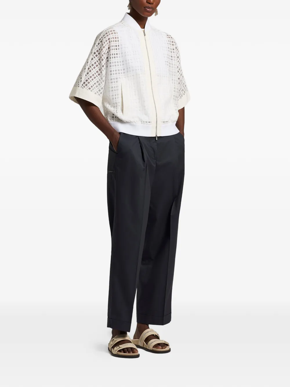  Peserico Grid Bomber Jacket - Neutrals 