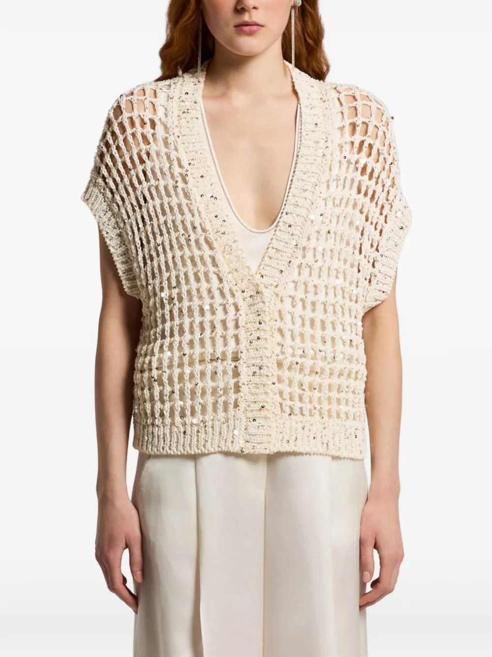 Peserico open-knit cardigan - Toni neutri