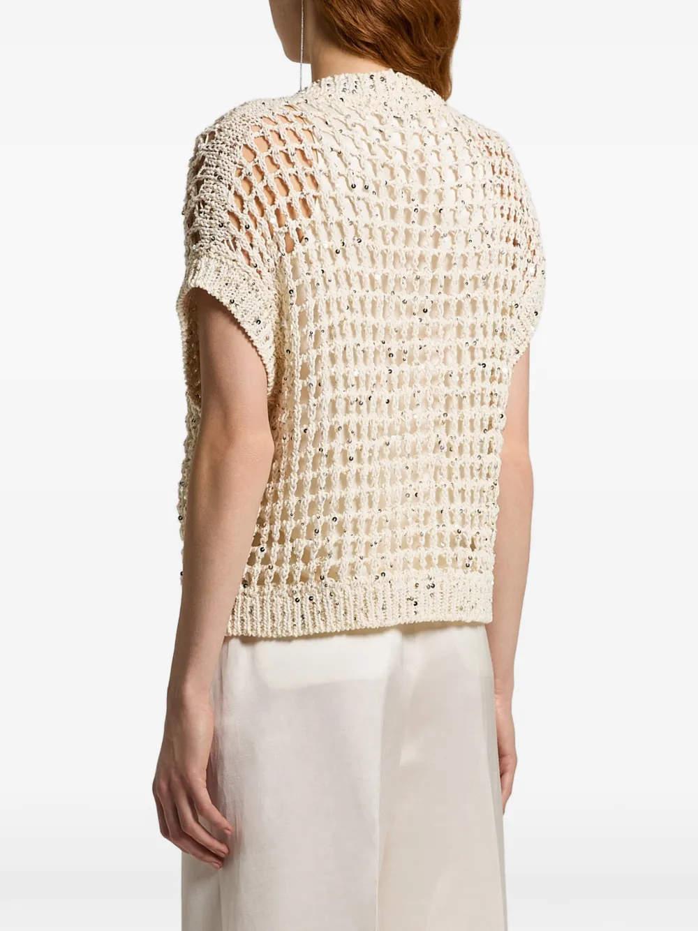 Peserico Opengebreid vest Beige