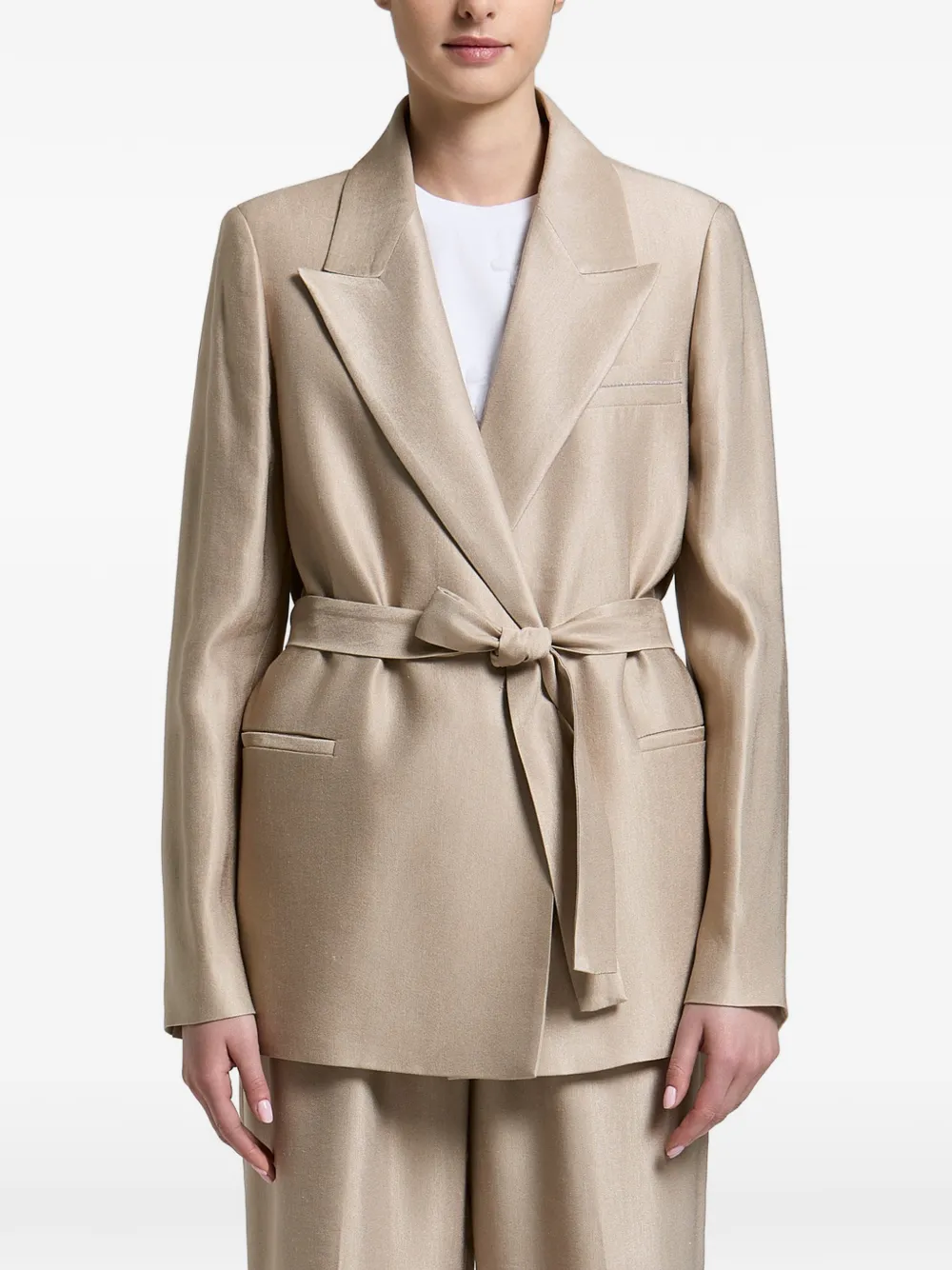 Peserico belted peak-lapel jacket - Toni neutri