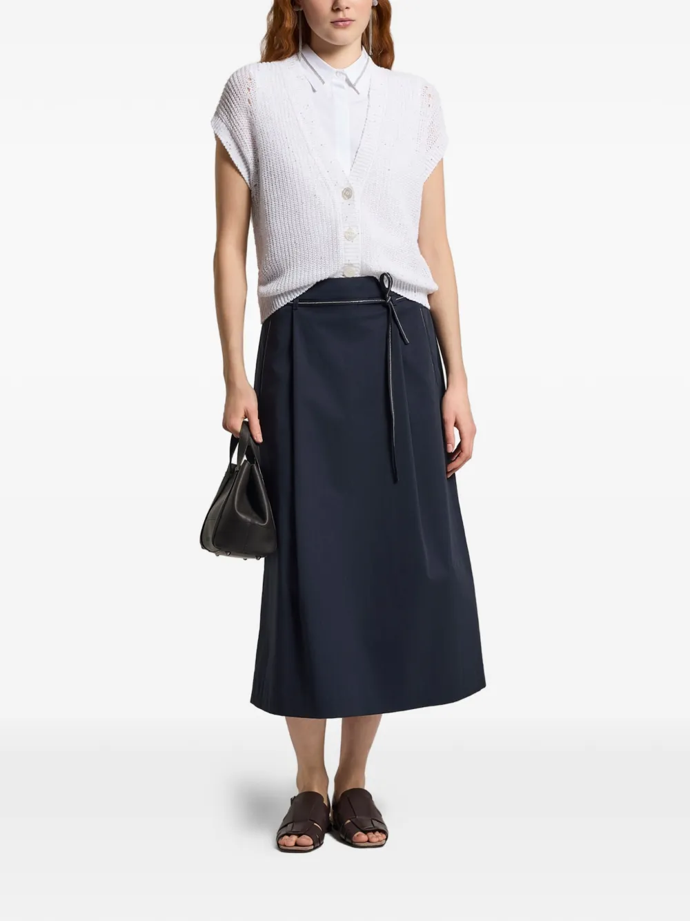  Peserico Button Embellished Knitted Top - White 
