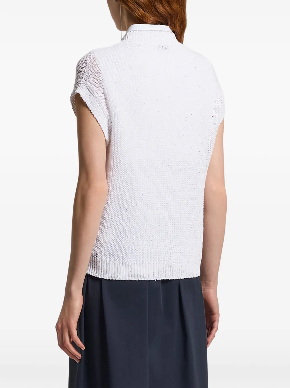  Peserico Button Embellished Knitted Top - White 