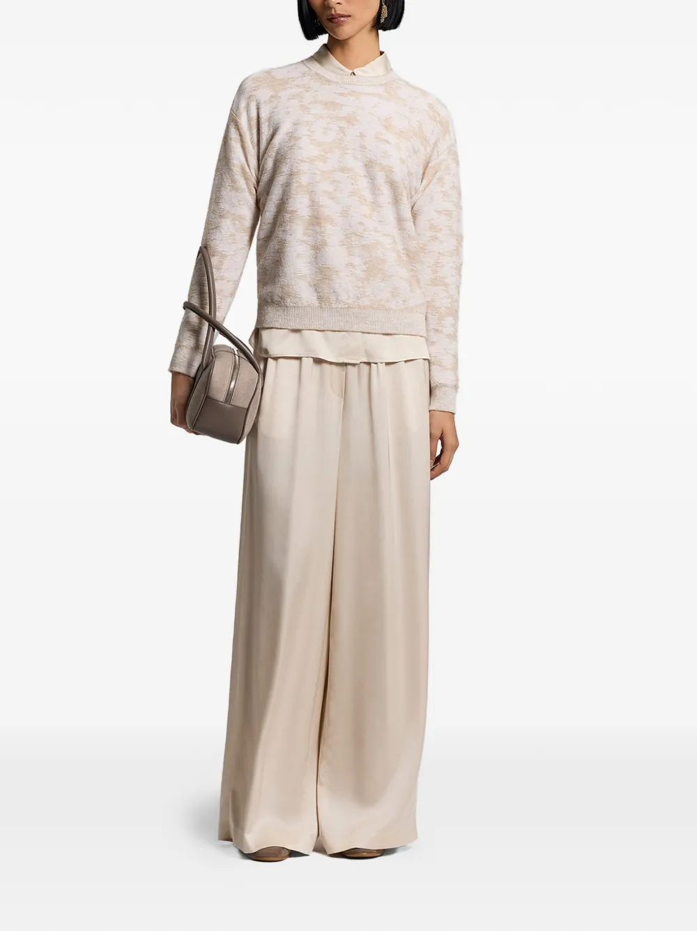  Peserico Elasticated-waist Satin Trousers - Neutrals 
