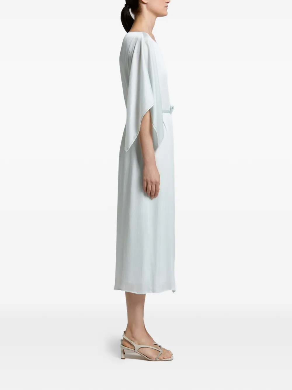 Peserico Midi-jurk met satijnen afwerking en trekkoord Blauw