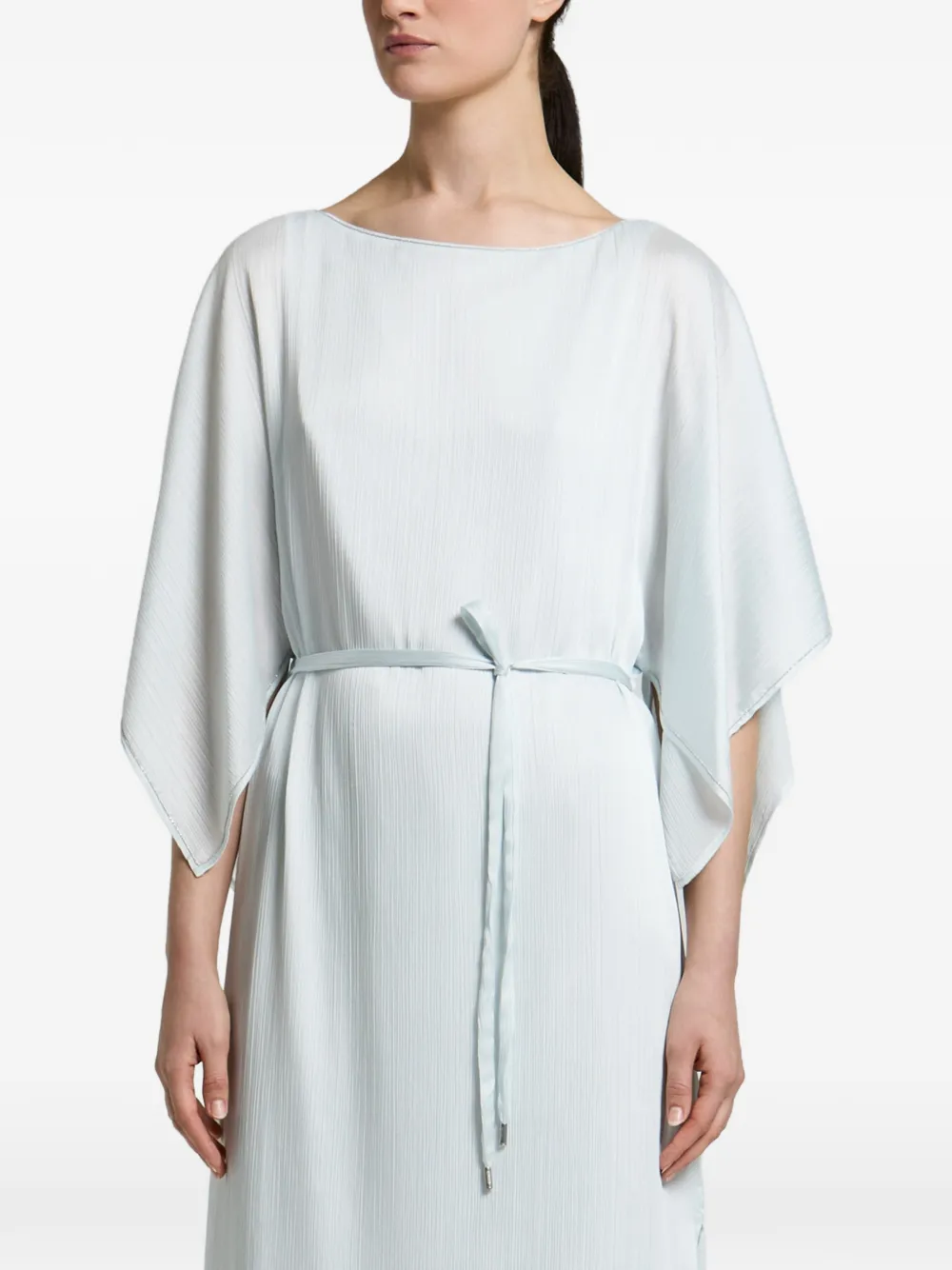 Peserico Midi-jurk met satijnen afwerking en trekkoord Blauw