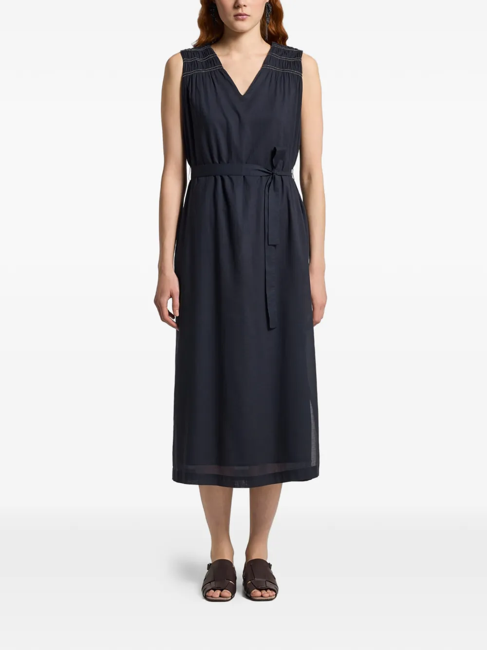 Peserico Abito midi con scollo a V - Blu