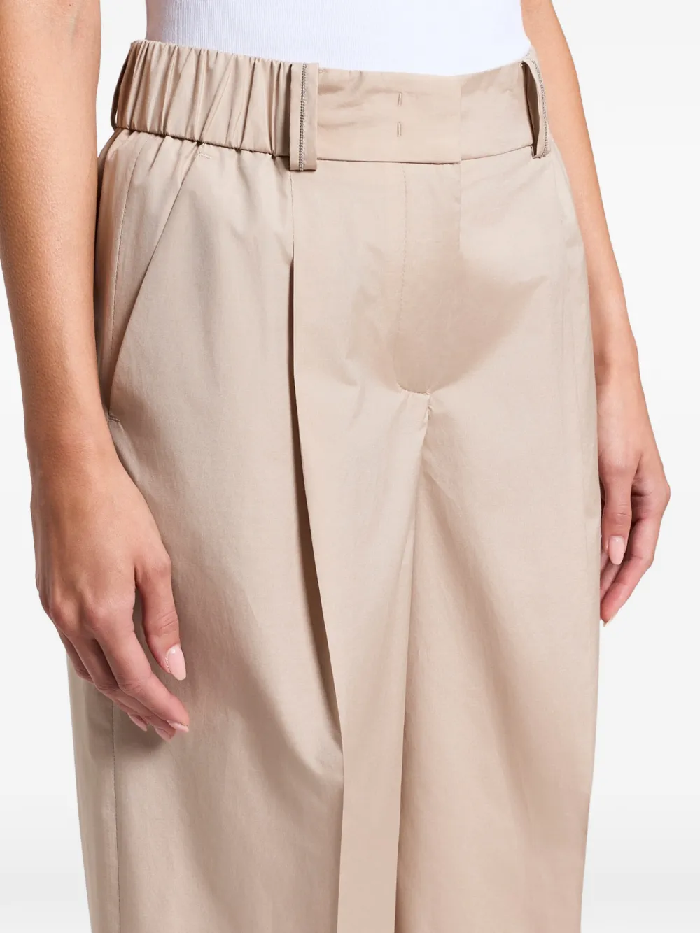 Peserico Plooibroek met wijde pijpen Beige