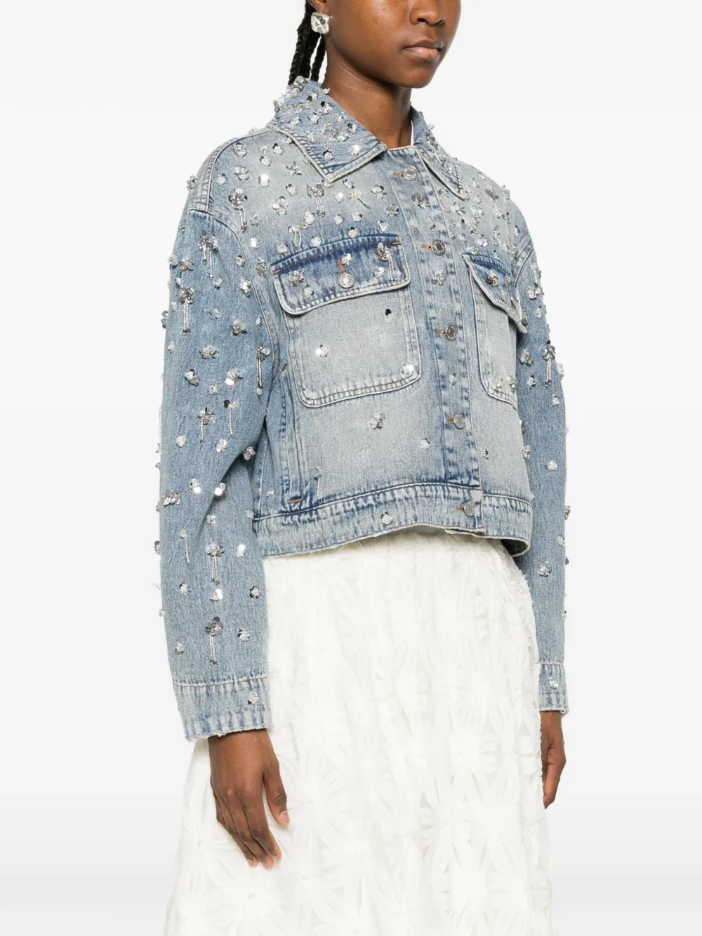 Simkhai Hollywood Embellished Chest-pocket Jacket - Blue 