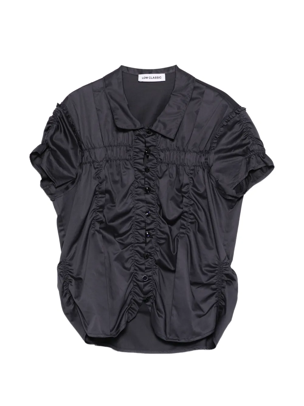 Low Classic Wrinkle drapped buttoned blouse - Blu