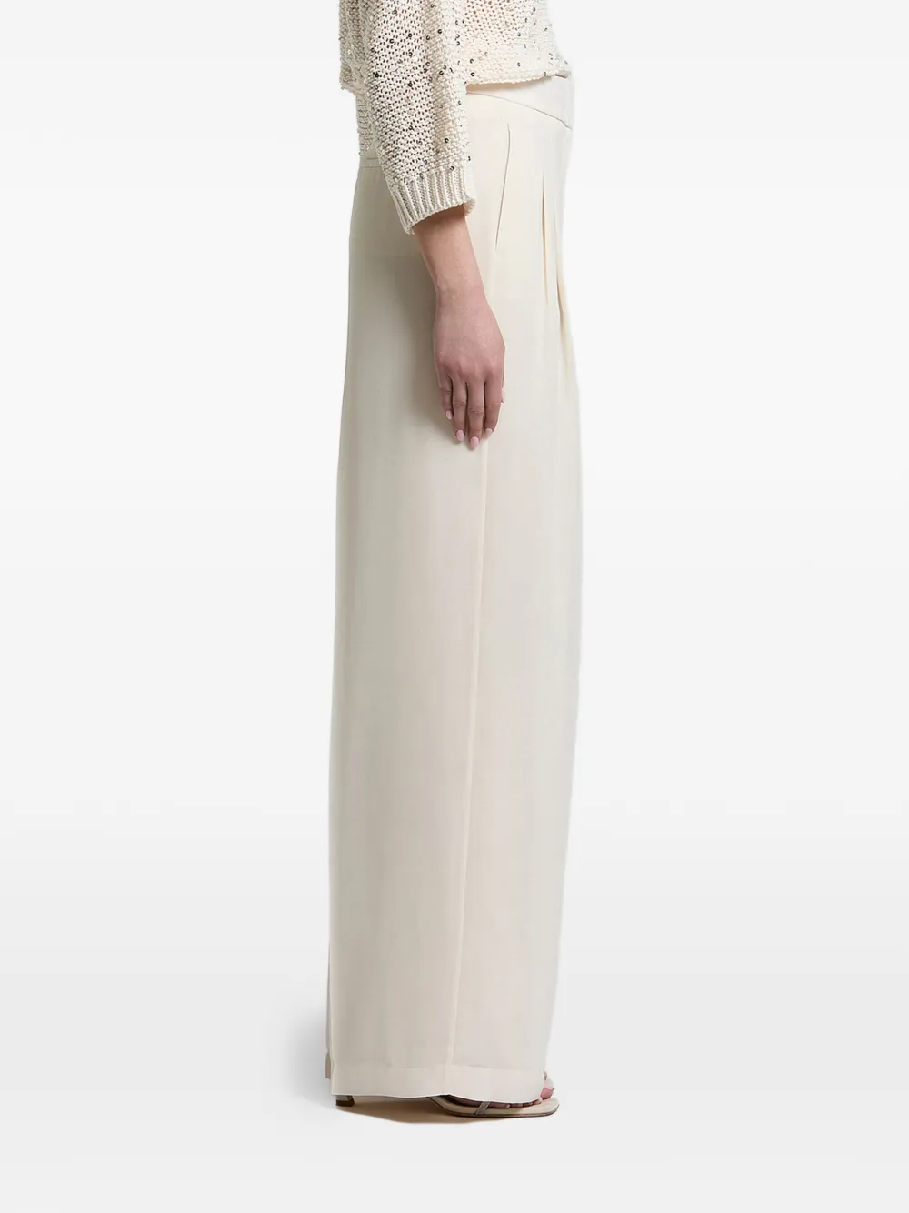 Peserico Plooibroek met wijde pijpen Beige