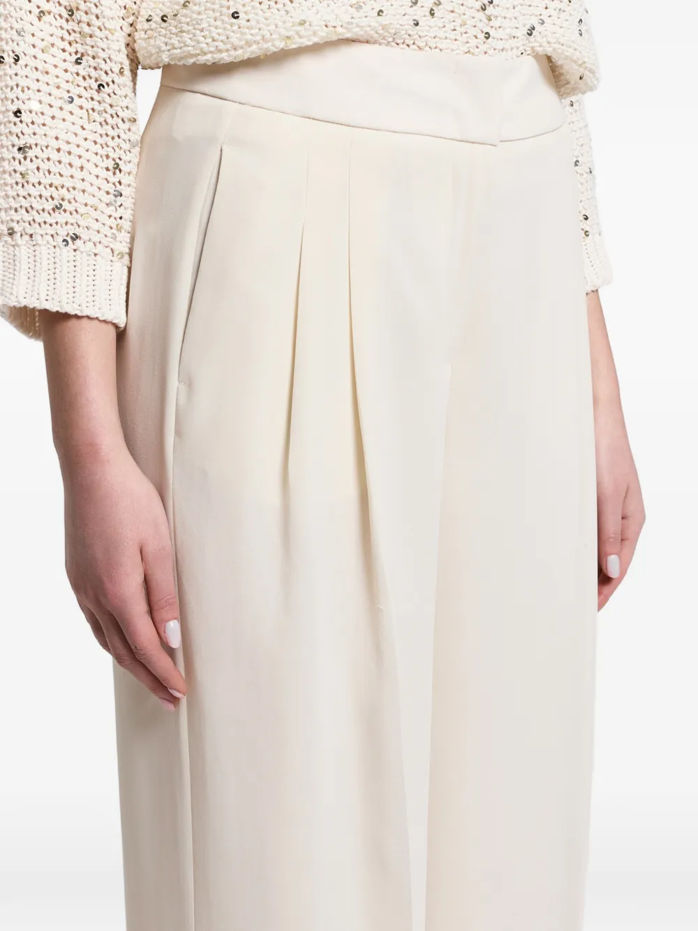 Peserico Plooibroek met wijde pijpen Beige