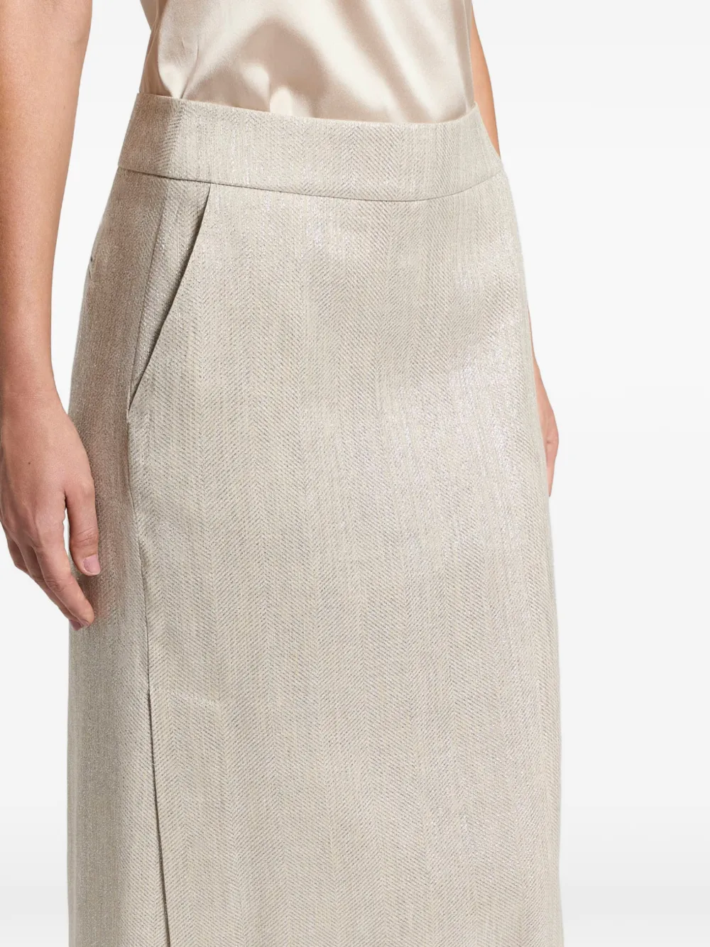 Peserico Midi-rok met zijsplit Beige
