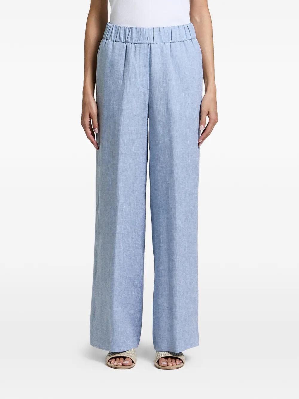 Peserico elasticated-waistband wide-leg trousers - Blu