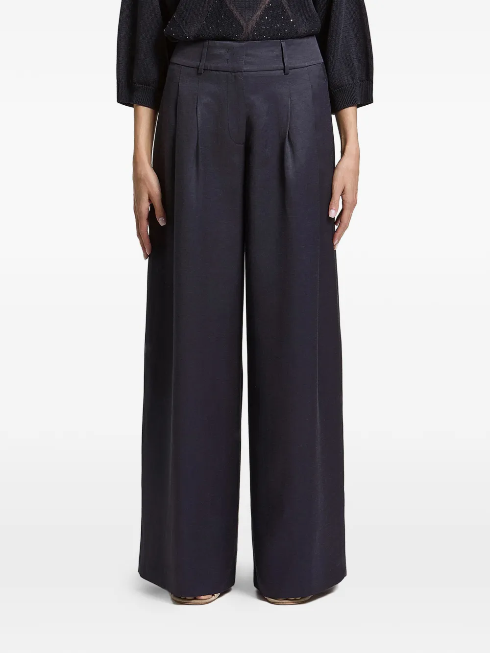 Peserico pleated wide-leg trousers - Blu