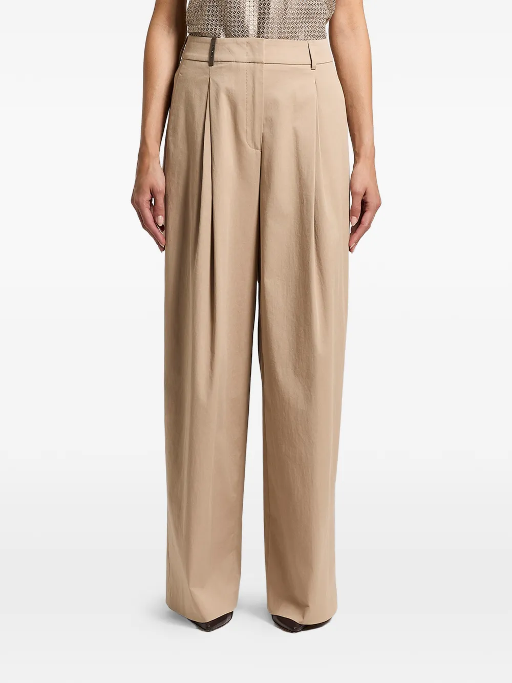 Peserico pleated wide-leg trousers - Toni neutri