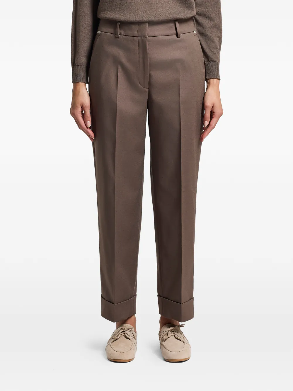 Peserico pleat-detail trousers - Marrone
