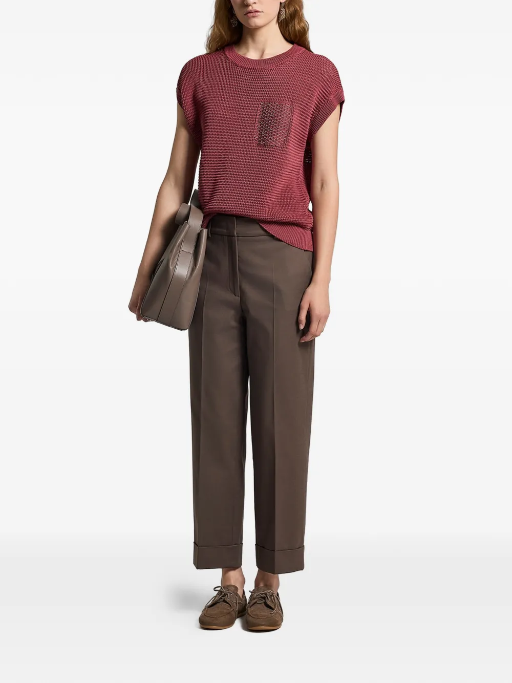 Peserico Broek met geplooid detail Bruin