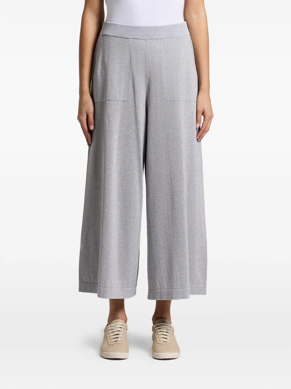 Peserico Wide-leg Cropped Trousers In Multi