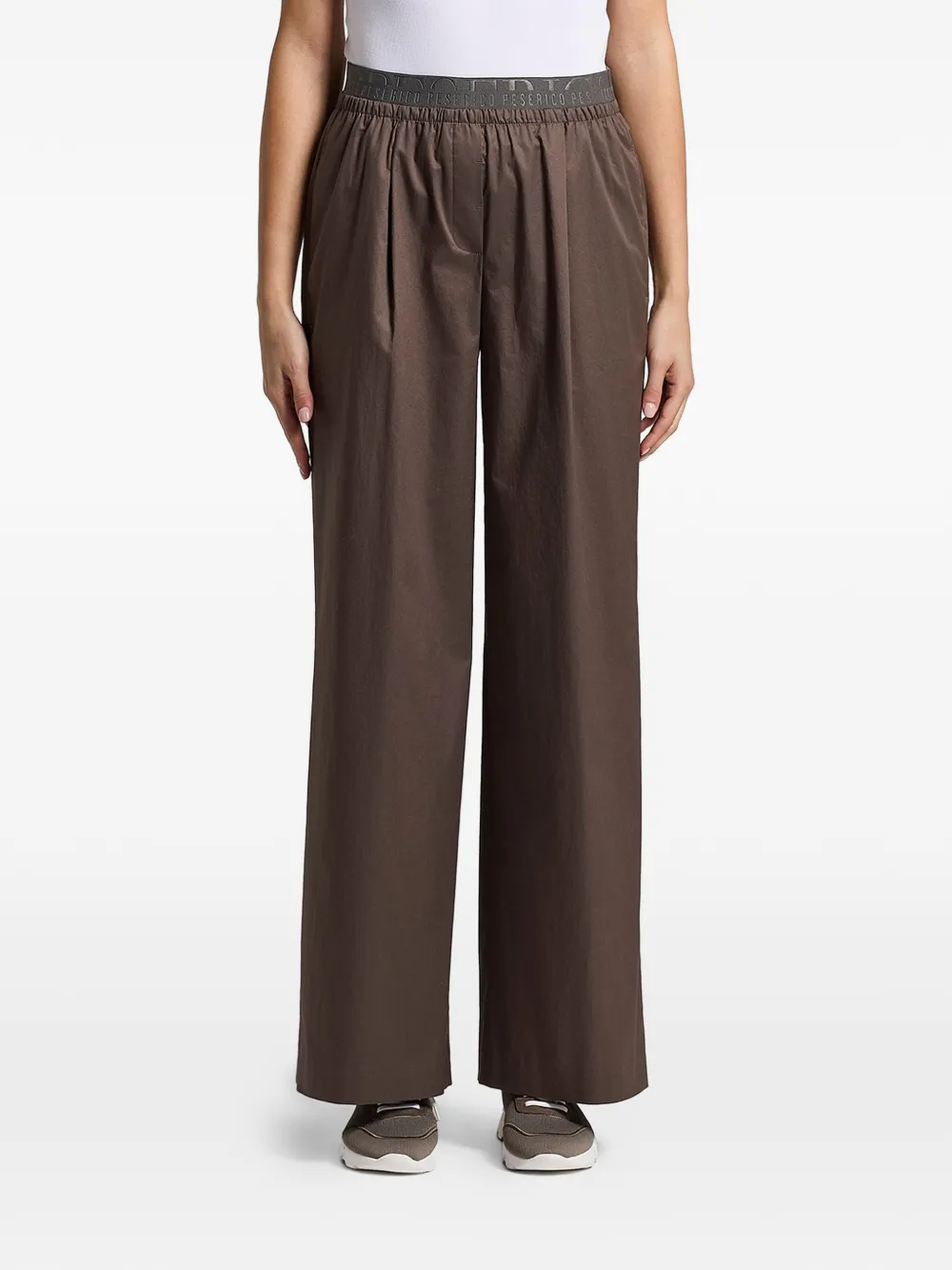 Peserico logo-waistband trousers - Marrone