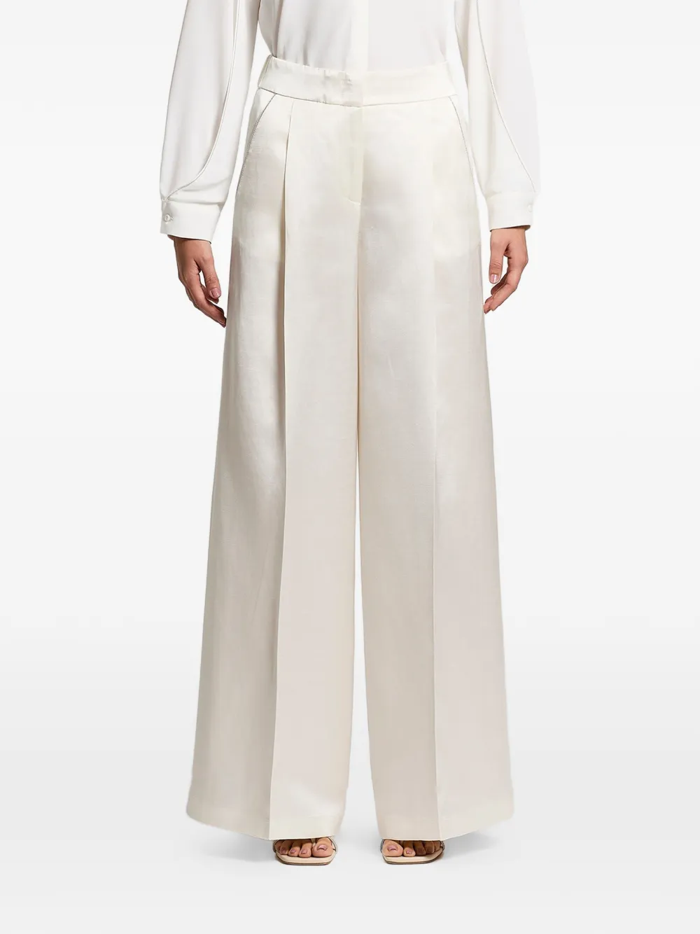  Peserico Pleated Satin Trousers - White 