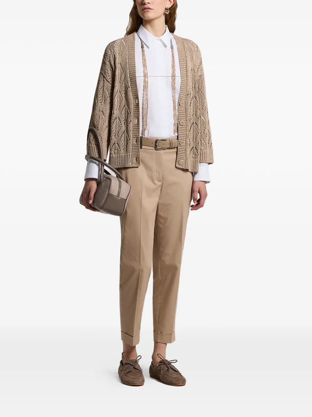  Peserico Sequinned Cordonet Cardigan - Neutrals 