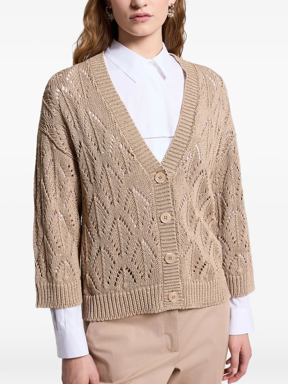 Peserico Sequinned Cordonet Cardigan - Neutrals 