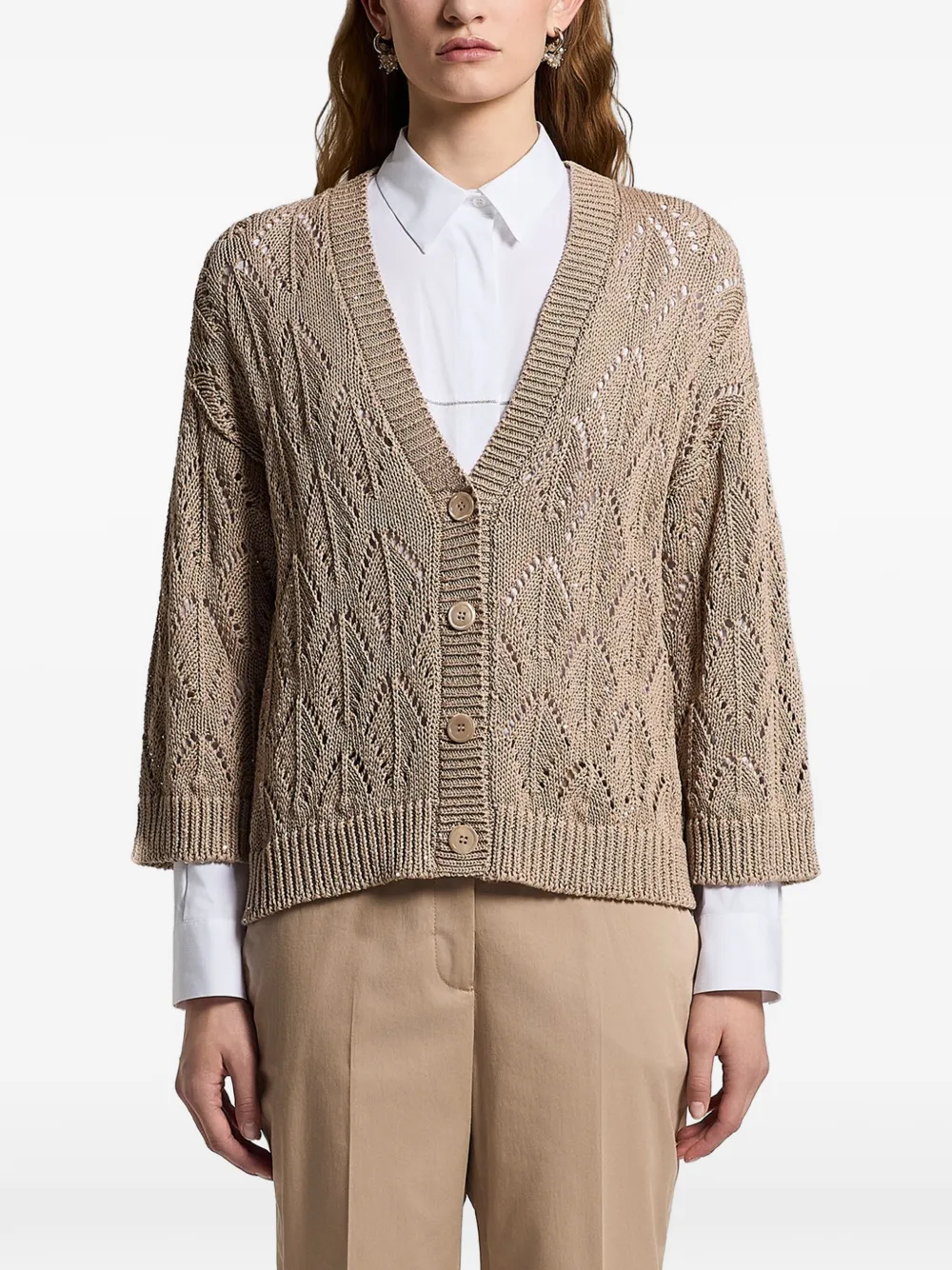 Peserico sequinned cordonet cardigan - Toni neutri