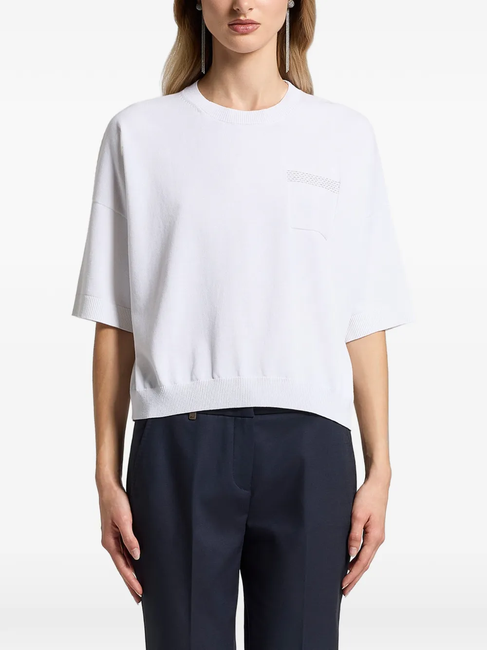 Peserico cotton pocket knitted T-shirt - Bianco