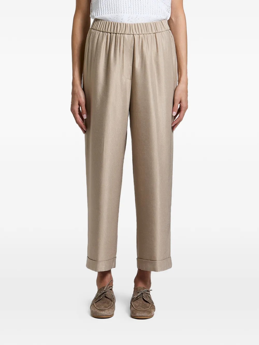 Peserico elasticated-waist turn-up trousers - Toni neutri