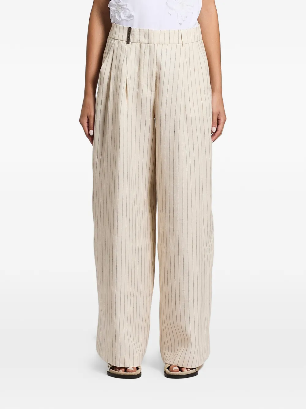 Peserico pinstripe palazzo pants - Toni neutri