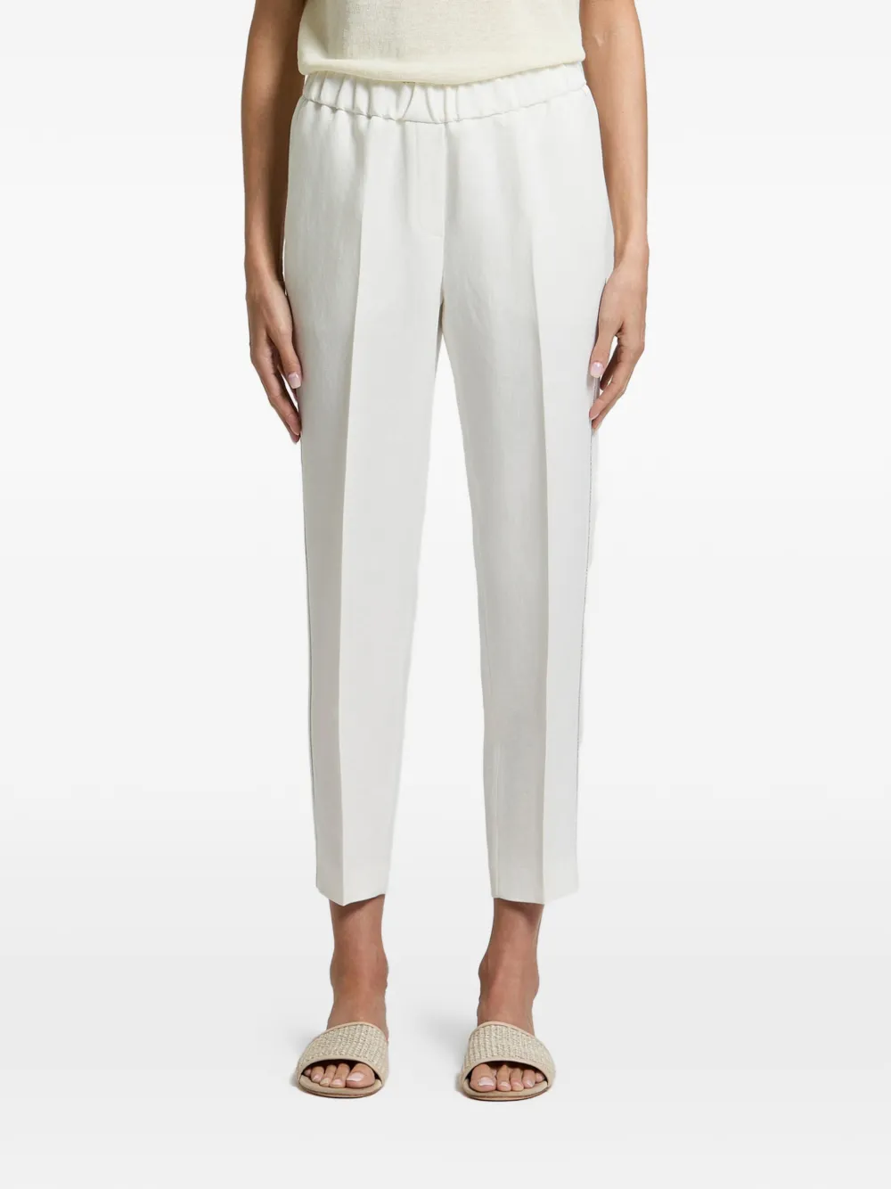 Peserico chain-trim pressed-crease trousers - Bianco