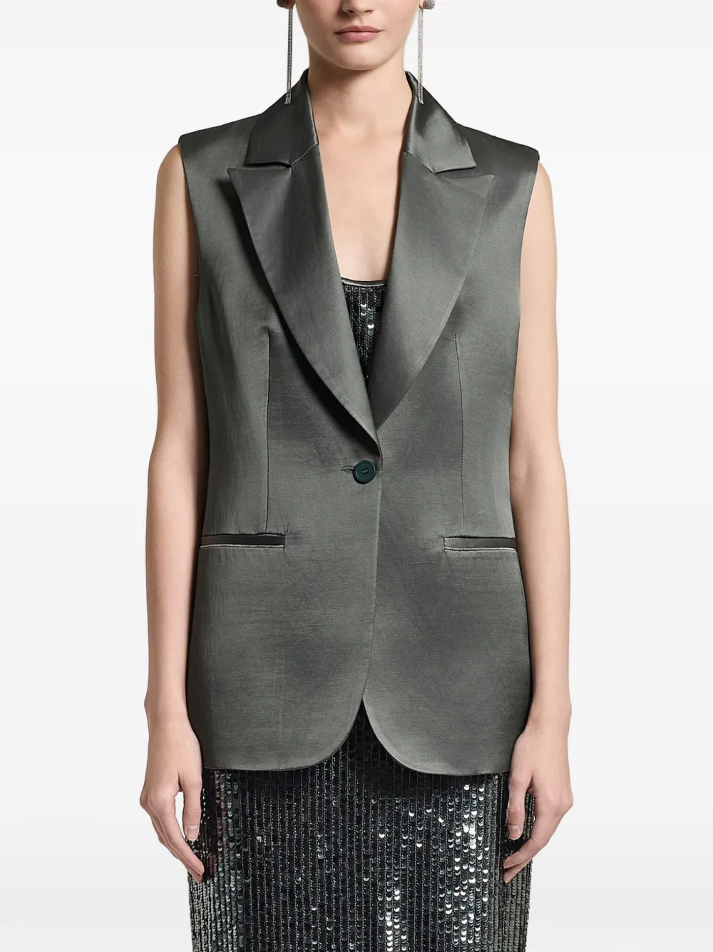 Peserico shawl collar pocket waistcoat - Grey