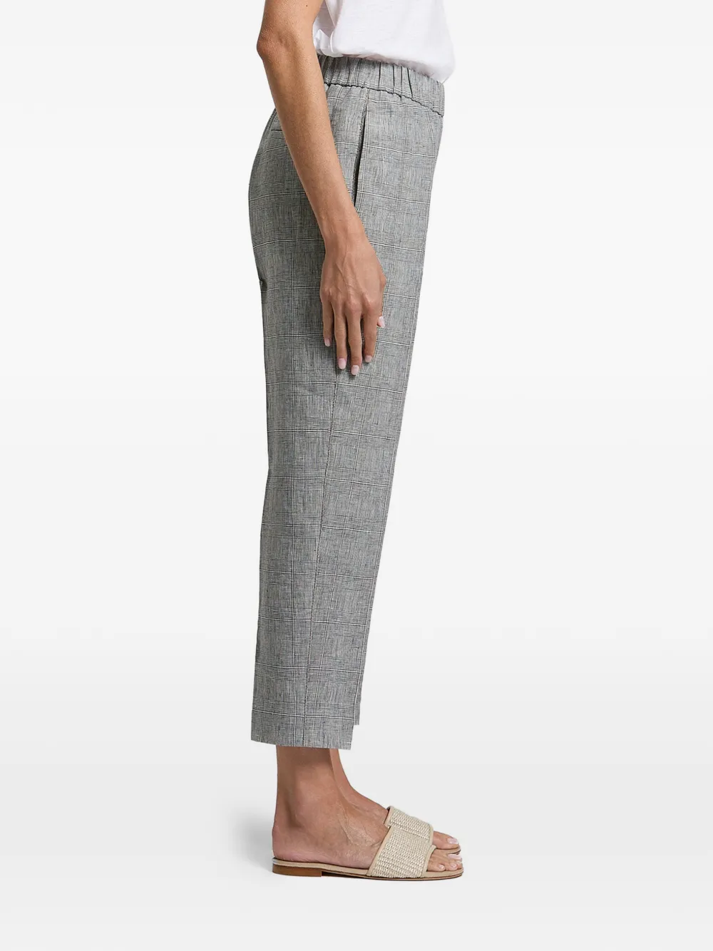Peserico check-pattern elasticated-waistband trousers - Grigio