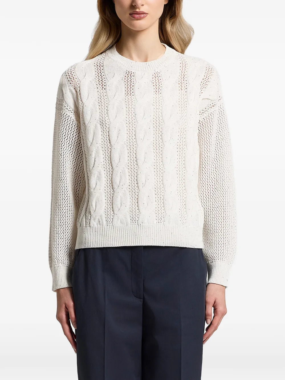 Peserico sequinned cable-knit sweater - Toni neutri