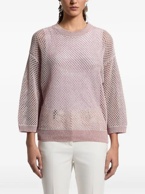 Peserico sequinned open-knit crew-neck sweater