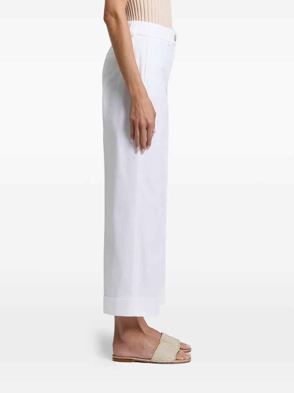Peserico pressed-crease turn-up trousers - Bianco