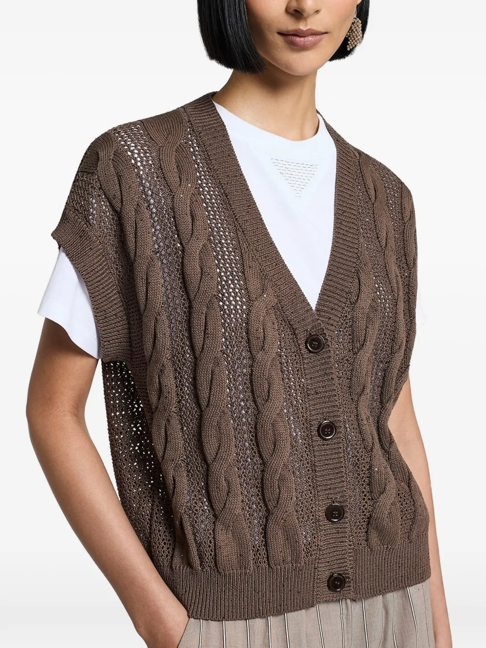 Peserico Vest met pailletten Bruin