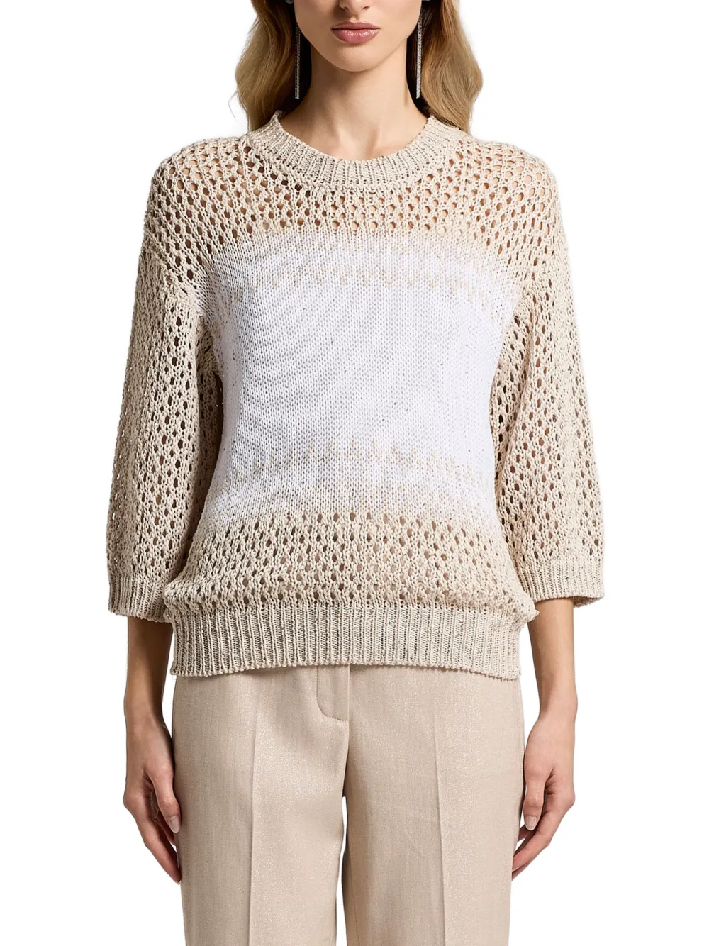 Peserico Opengebreide trui Beige