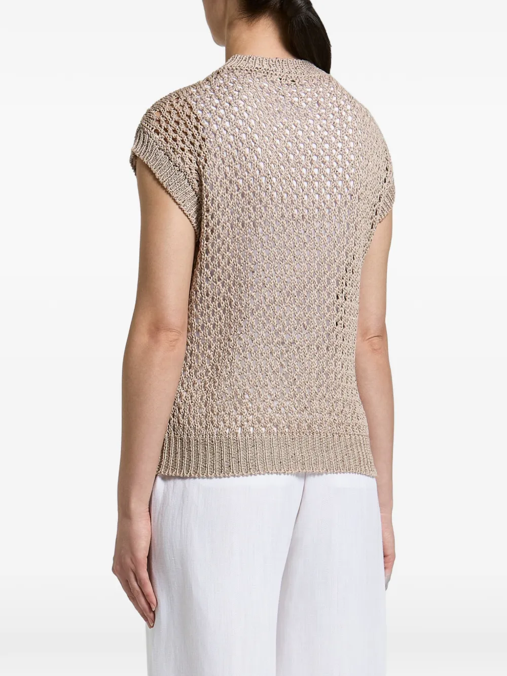 Peserico Opengebreide trui verfraaid met pailletten Beige