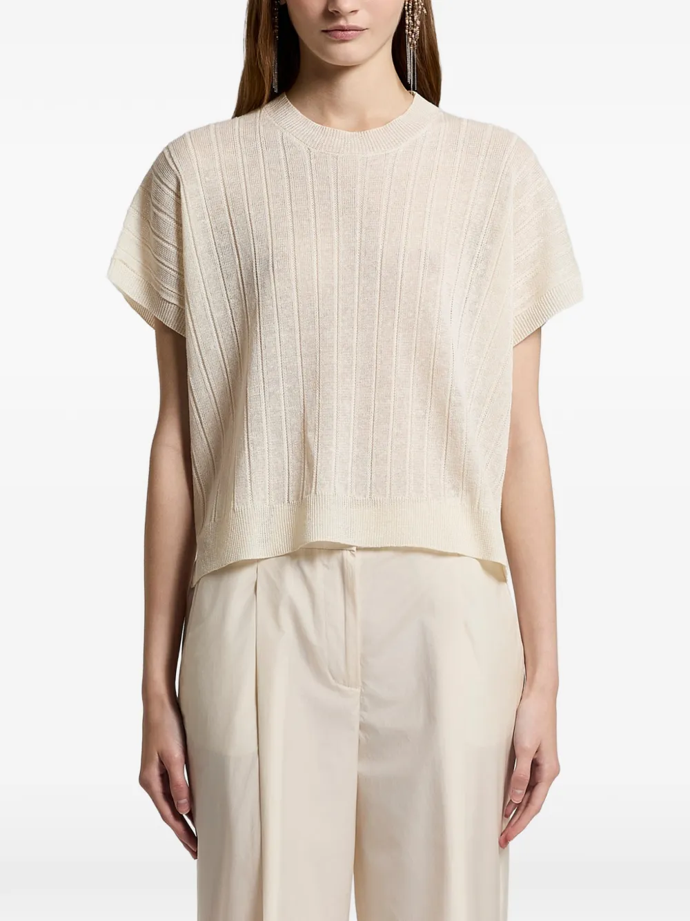 Peserico ribbed short-sleeve knitwear - Toni neutri