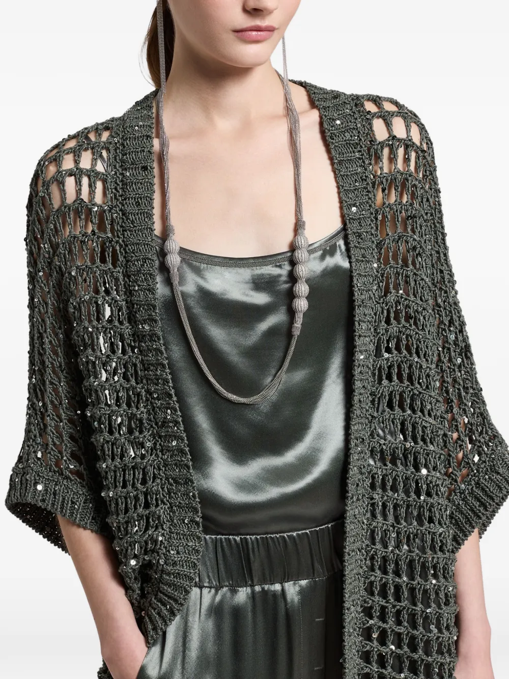 Peserico Open Knit Cardigan - Green 