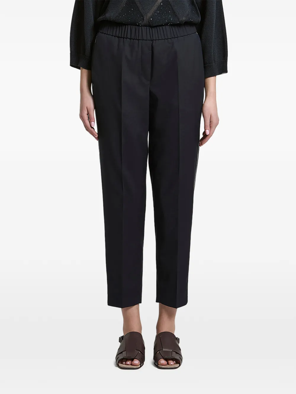 Peserico side-stripe pressed-crease trousers - Blu