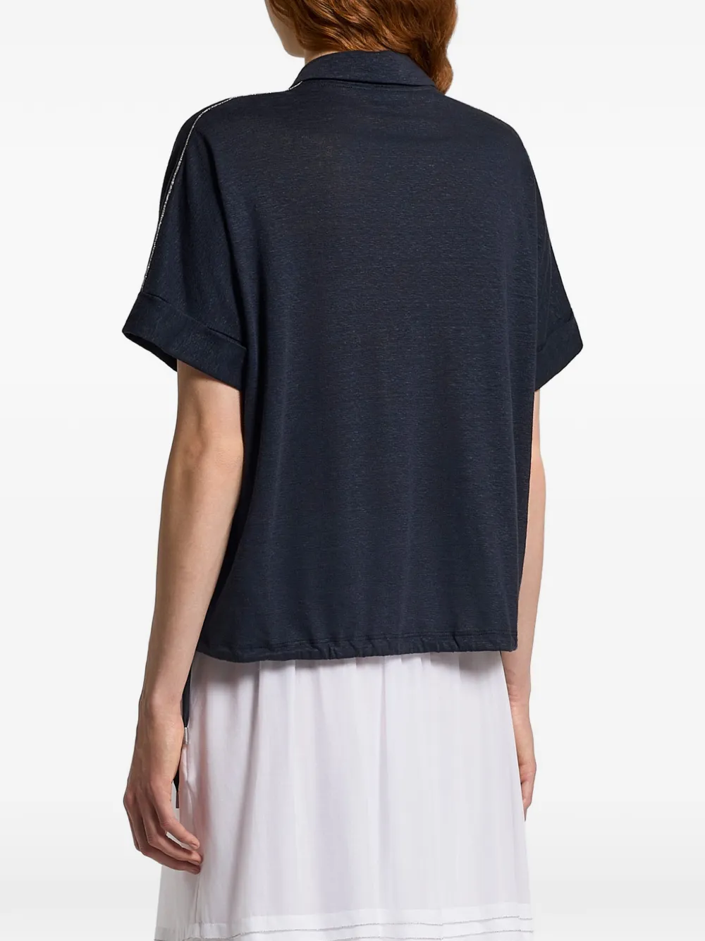  Peserico V-neck Drawstring Top - Blue 