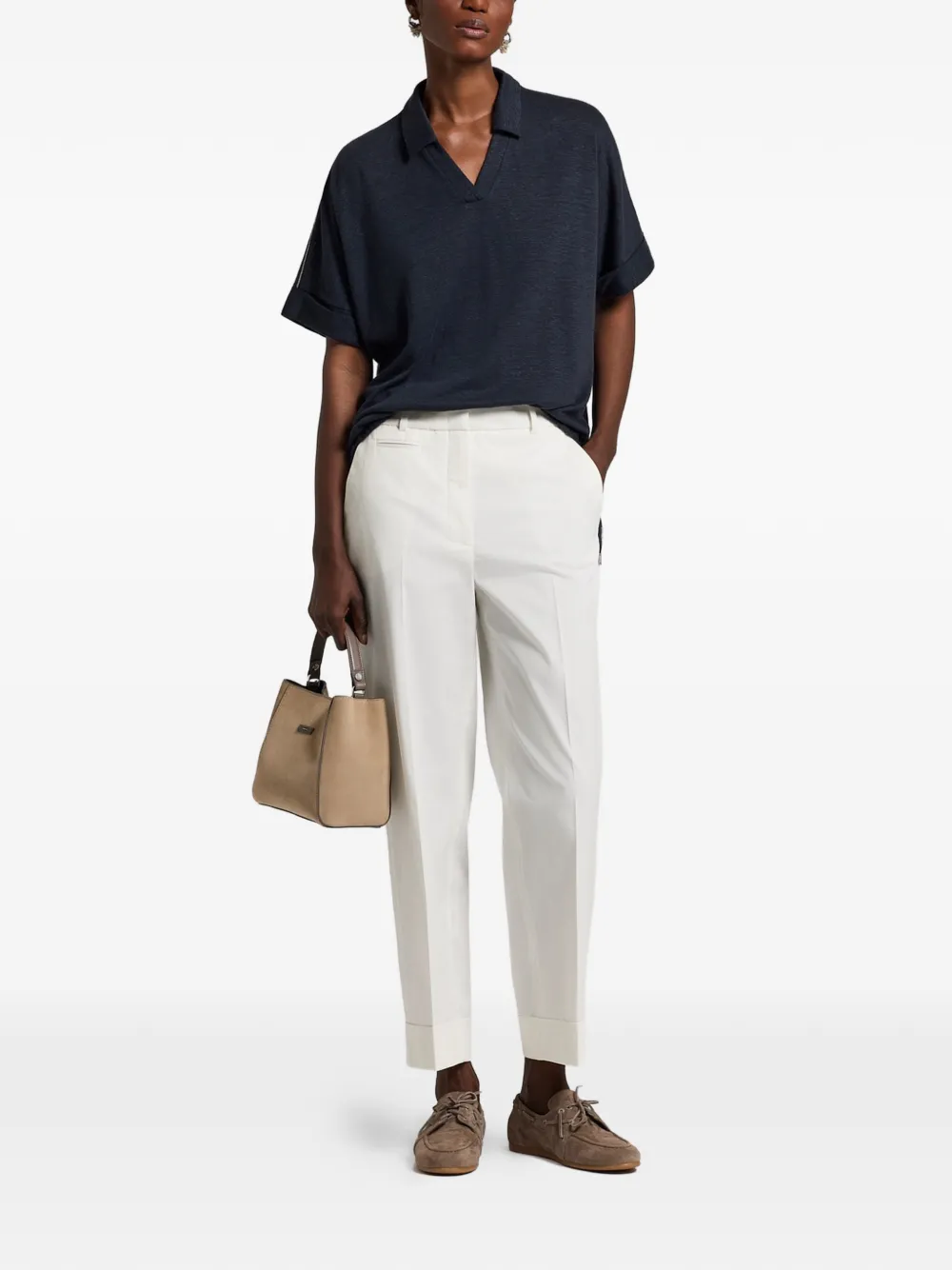  Peserico V-neck Drawstring Top - Blue 